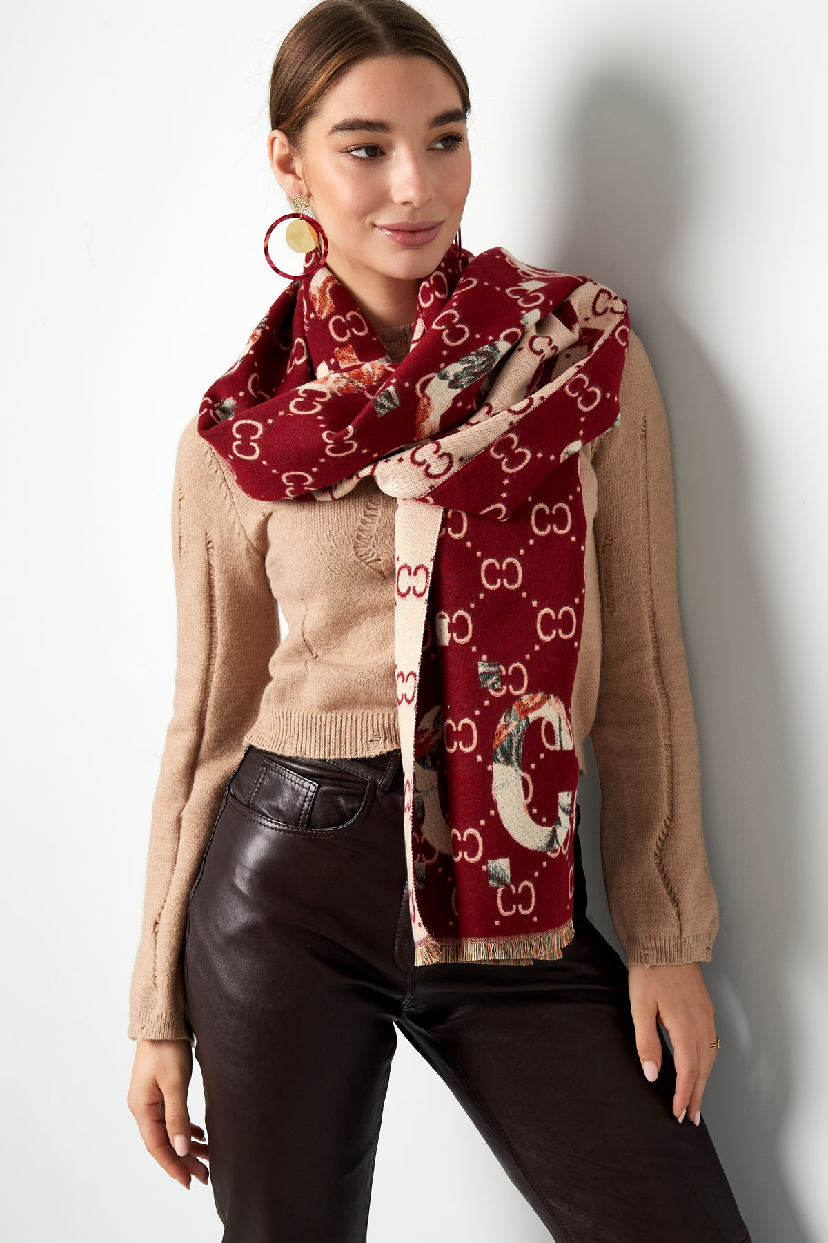 Winter scarf with c-print - red h5 Picture2